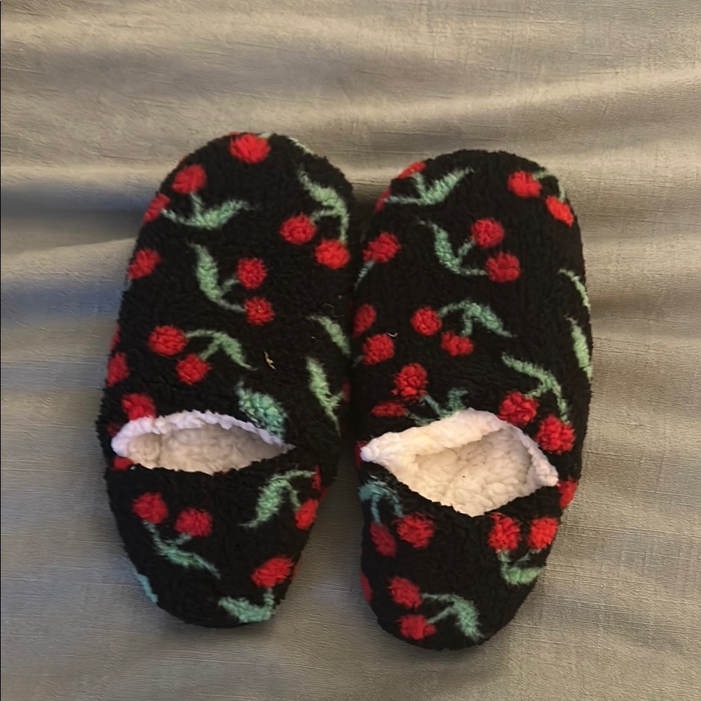Cozy Cherry Patterned Slippers